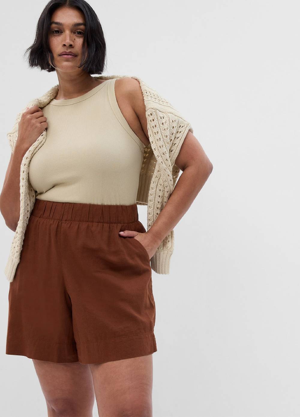 Ovs Shorts pull on in lino e viscosa Promozione Limitata