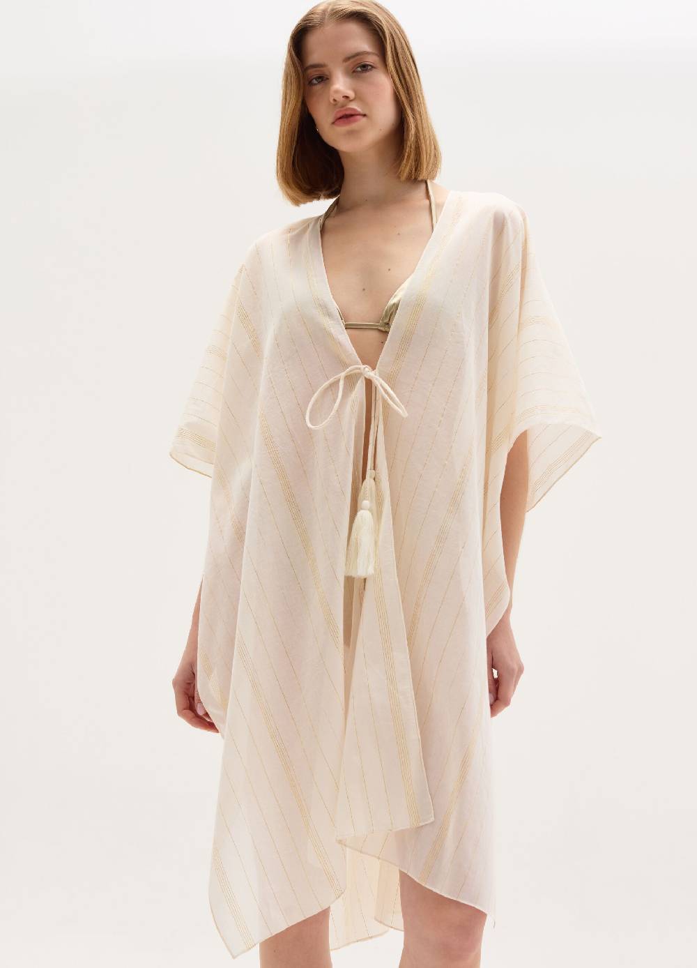 Ovs Kimono lungo copri costume a righe in lurex Promozione