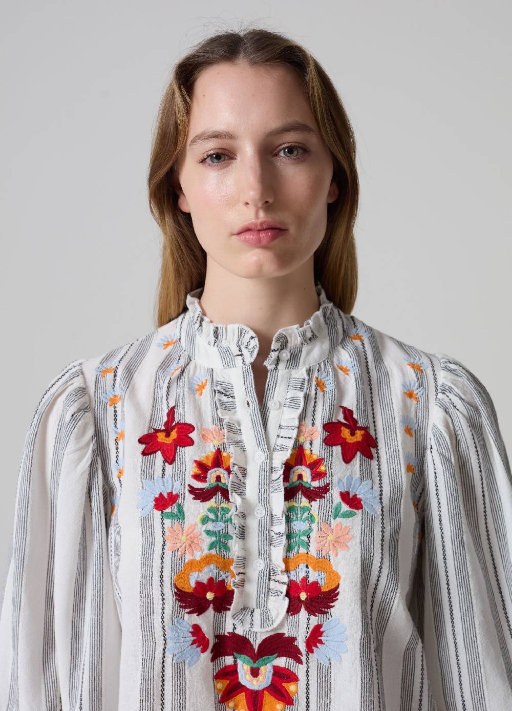 Ovs Blusa a righe con fiori ricamati Sconto