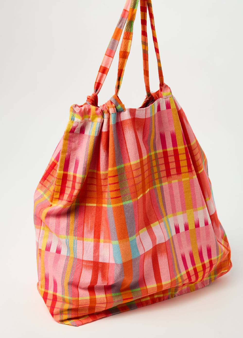 Ovs Shopping bag in cotone a quadri e righe Nuova