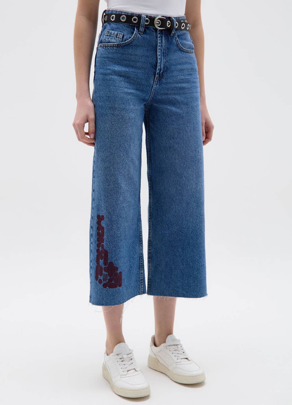 Ovs Jeans wide leg crop con stampa RE-UP Economico