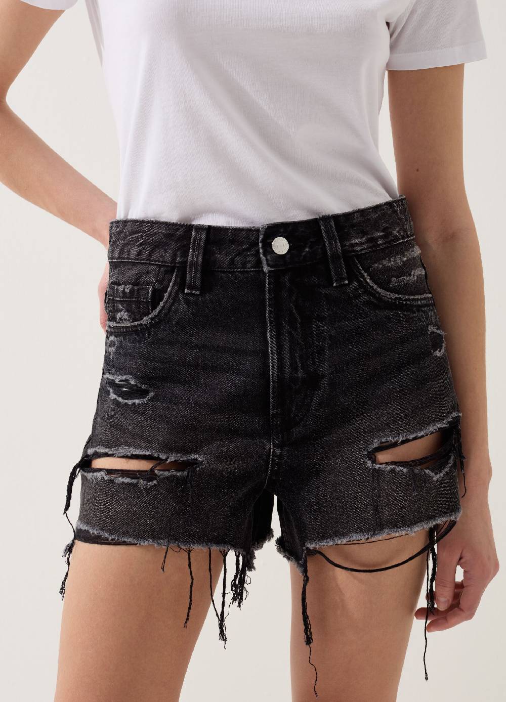 Ovs Shorts in denim con strappi a vita alta Pezzi Unici