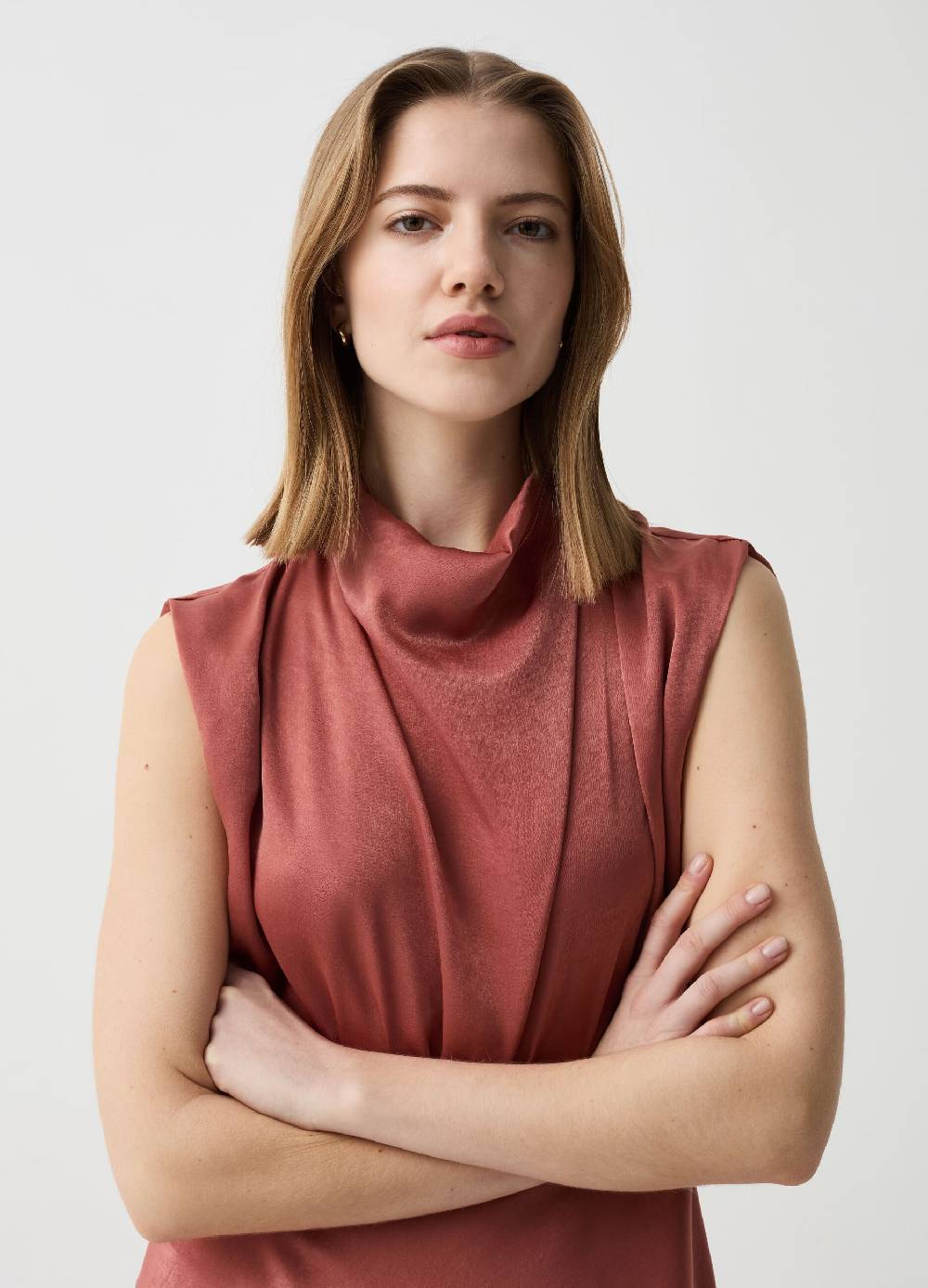 Ovs Abito smanicato in satin con drappeggio Nuova