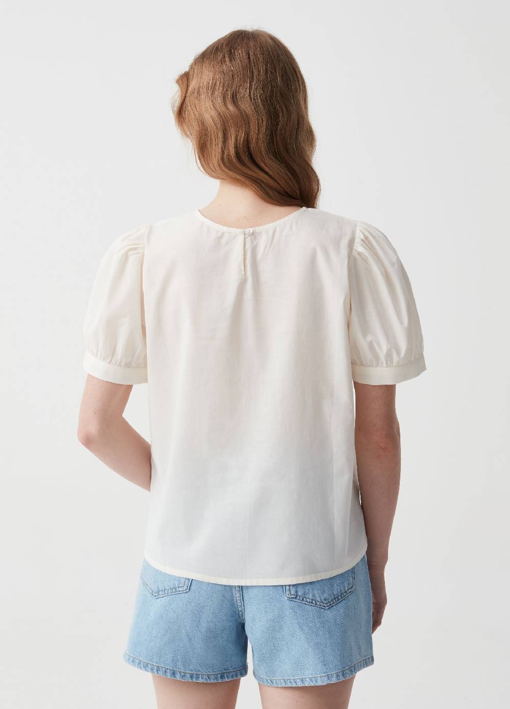 Ovs Blusa in cotone con inserto in sangallo Soddisfazione Garantita