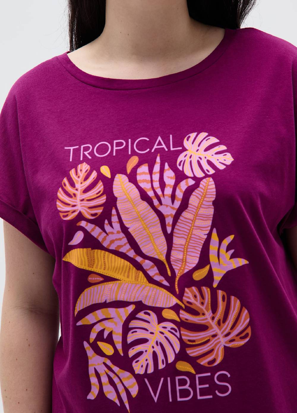 Ovs T-shirt con stampa tropicale Curvy Fino Al -60%