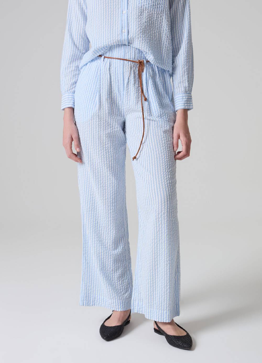 Ovs Pantaloni in seersucker a righe con cintura I Più Venduti