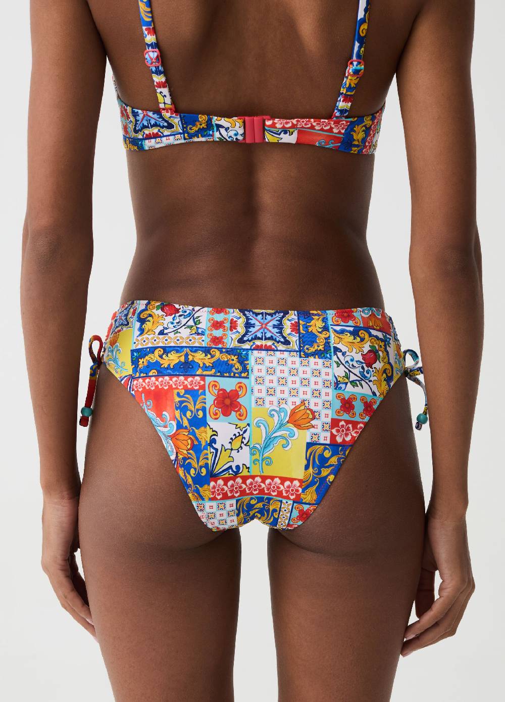 Ovs Slip bikini con coulisse stampa maioliche In vendita
