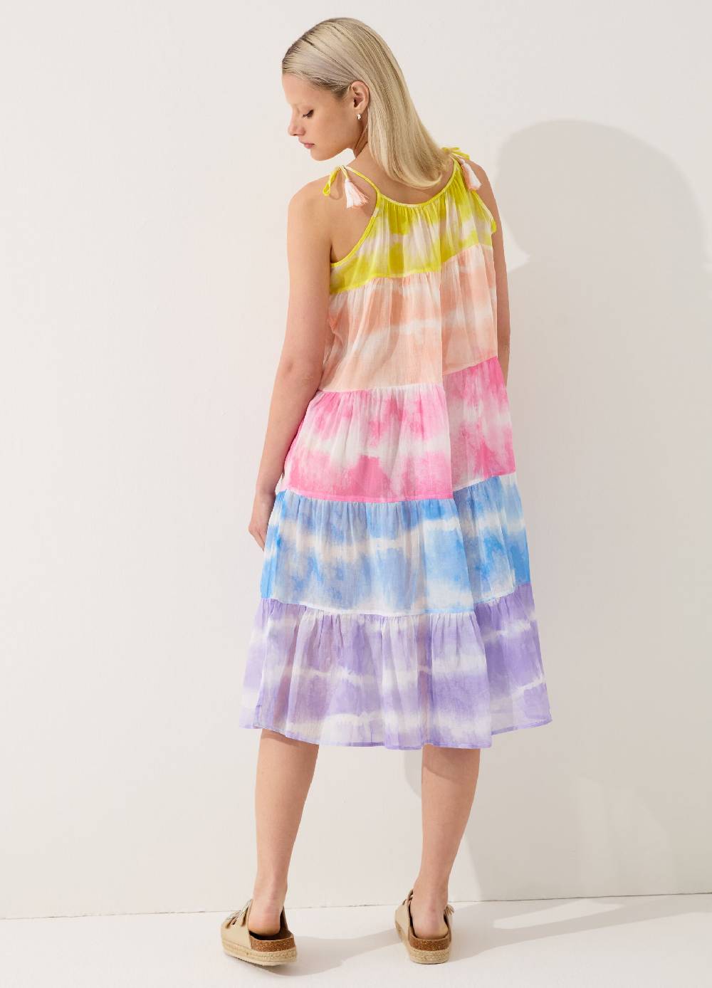 Ovs Vestito copri costume a balze Tie Dye Spedizione Gratuita