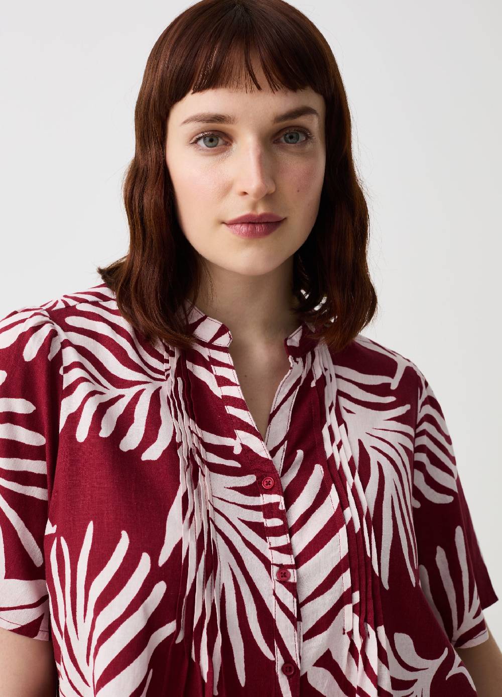 Ovs Blusa in lino e viscosa con bottoni Curvy Sconto