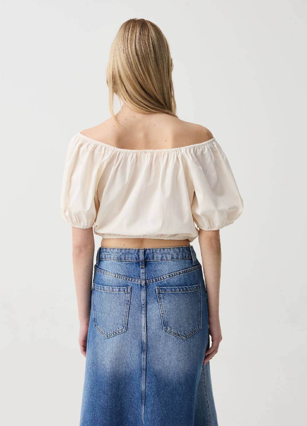 Ovs Crop top in cotone con spalle scoperte Vendita