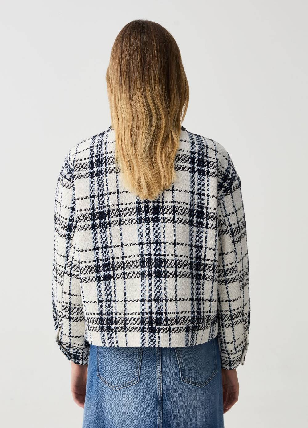 Ovs Shacket in tweed check con bottoni lavorati Spedizione Gratuita