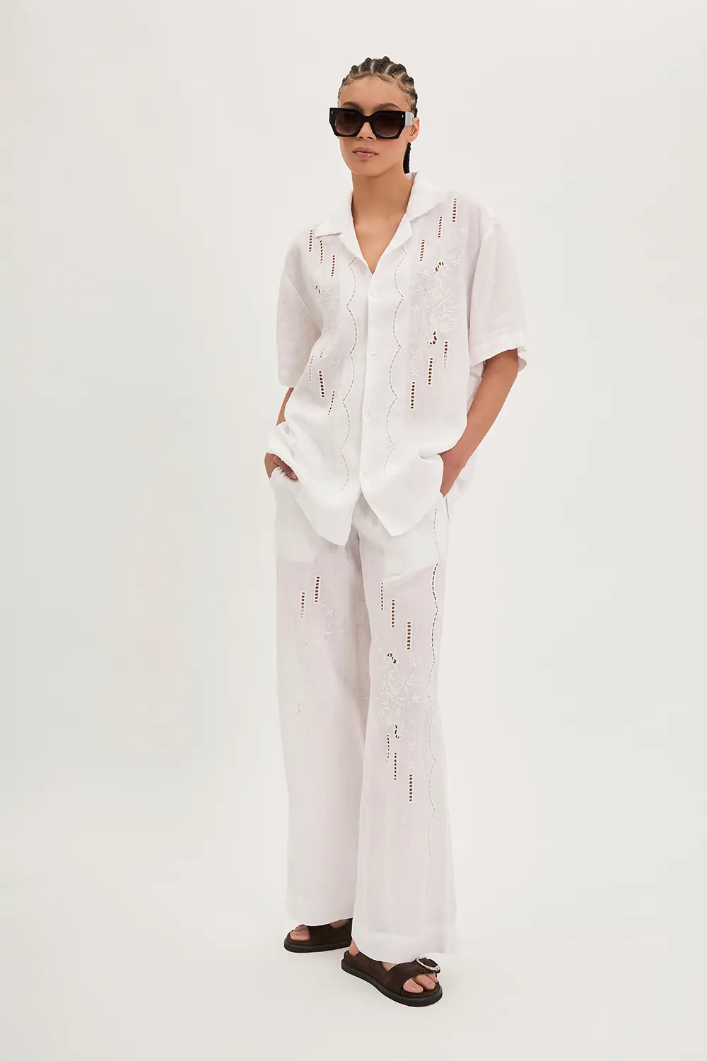 P.A.R.O.S.H. CAMICIA IN LINO RICAMATA Nuovo