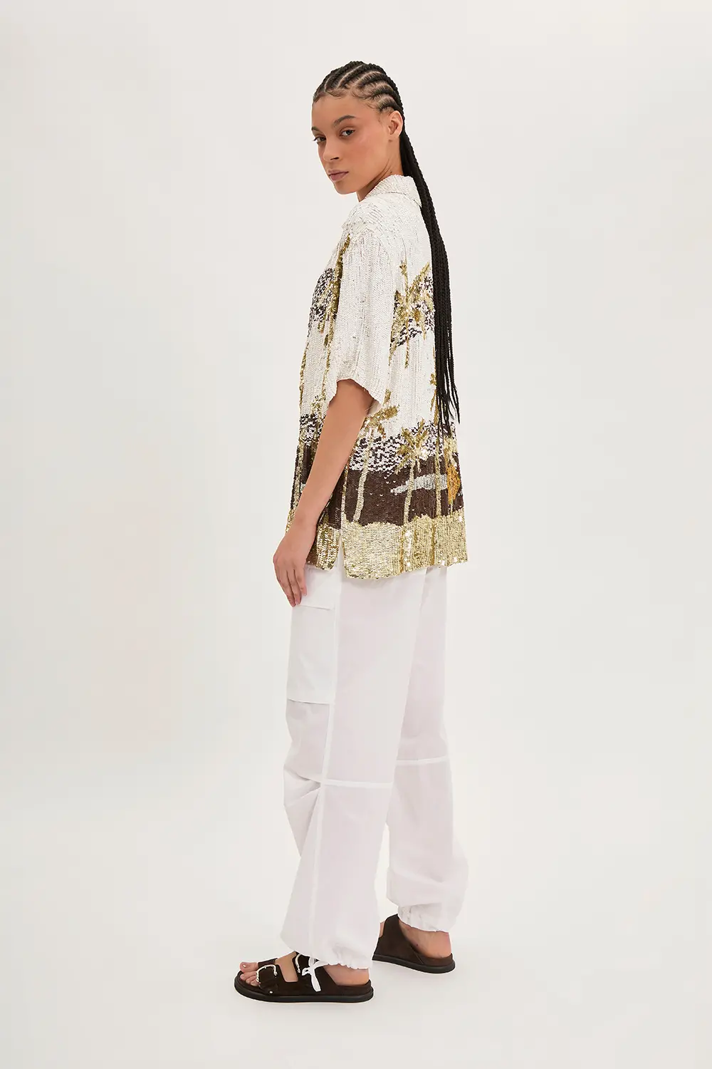 P.A.R.O.S.H. CAMICIA PAILLETTES PALME Qualità Garantita