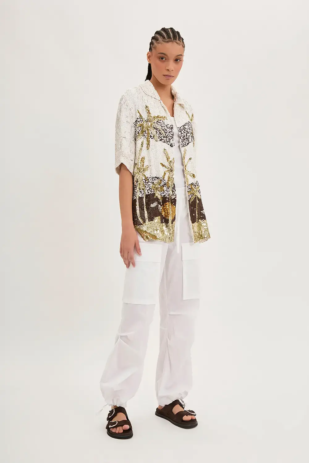 P.A.R.O.S.H. CAMICIA PAILLETTES PALME Qualità Garantita