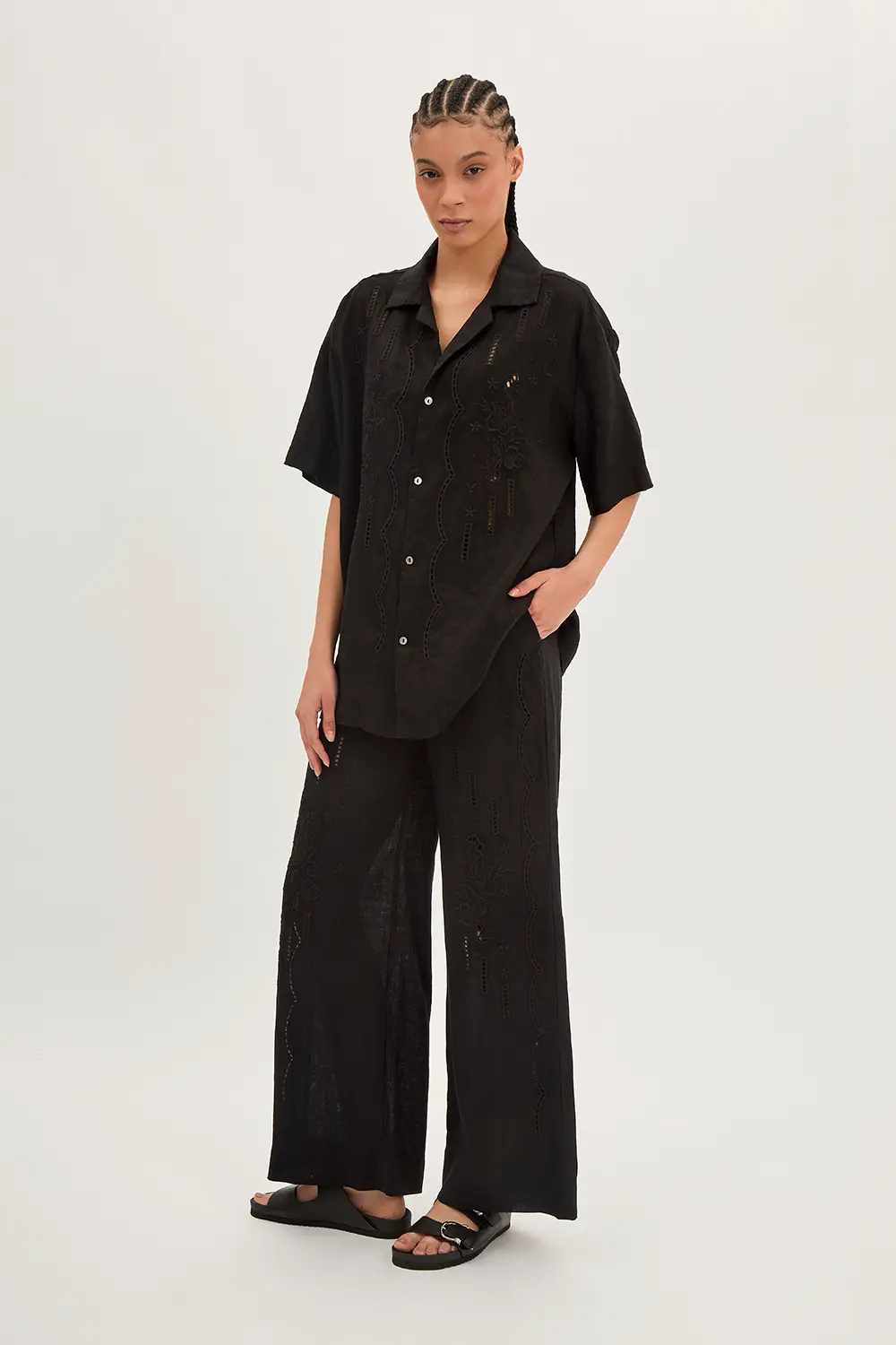 P.A.R.O.S.H. PANTALONE IN LINO CON RICAMO Sconto