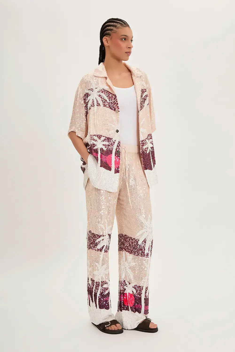 P.A.R.O.S.H. PANTALONE PAILLETTES PALME Vendita Calda