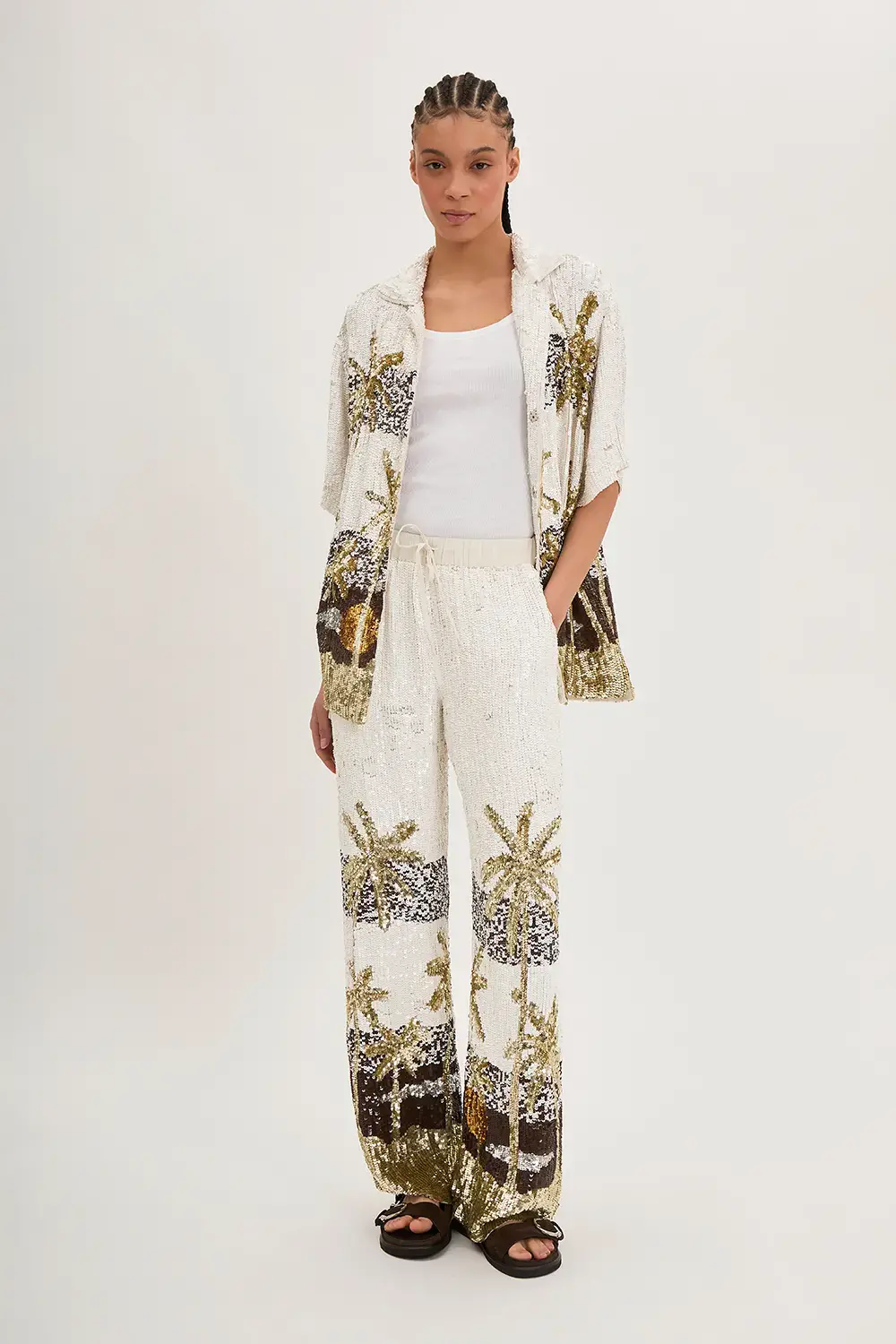 P.A.R.O.S.H. PANTALONE PAILLETTES PALME Vendita Economica