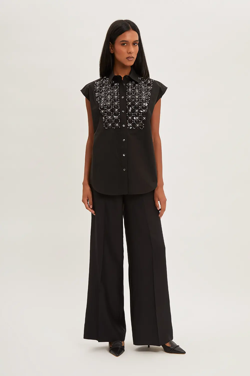 P.A.R.O.S.H. CAMICIA RICAMO PAILLETTES Comprane uno, ottenene uno gratis