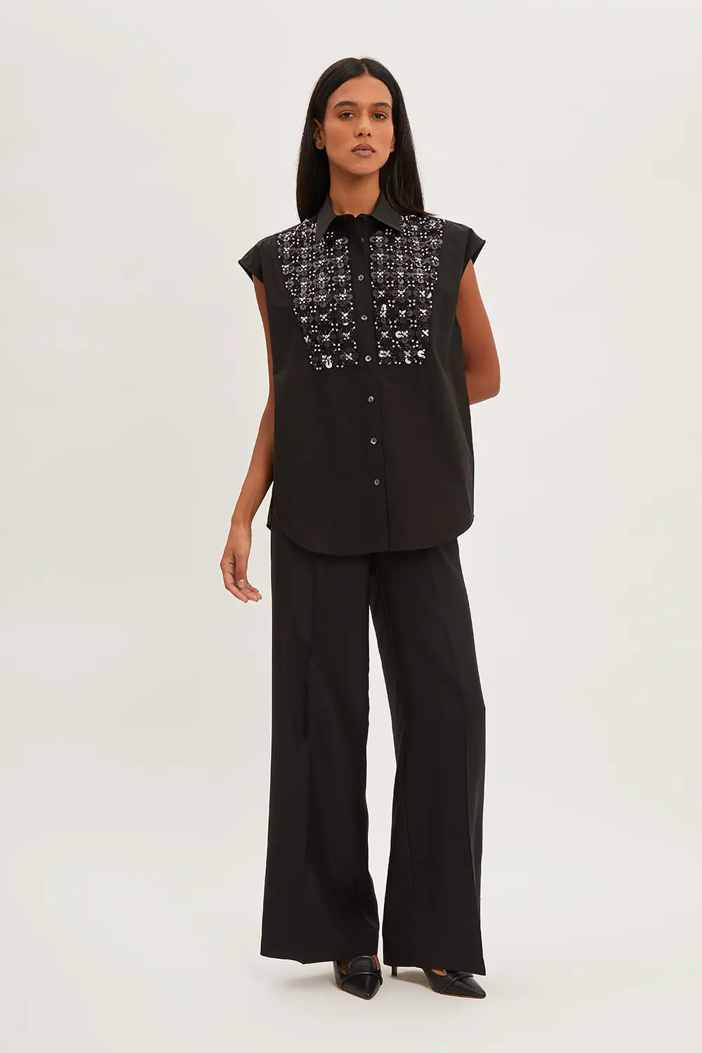 P.A.R.O.S.H. CAMICIA RICAMO PAILLETTES Comprane uno, ottenene uno gratis