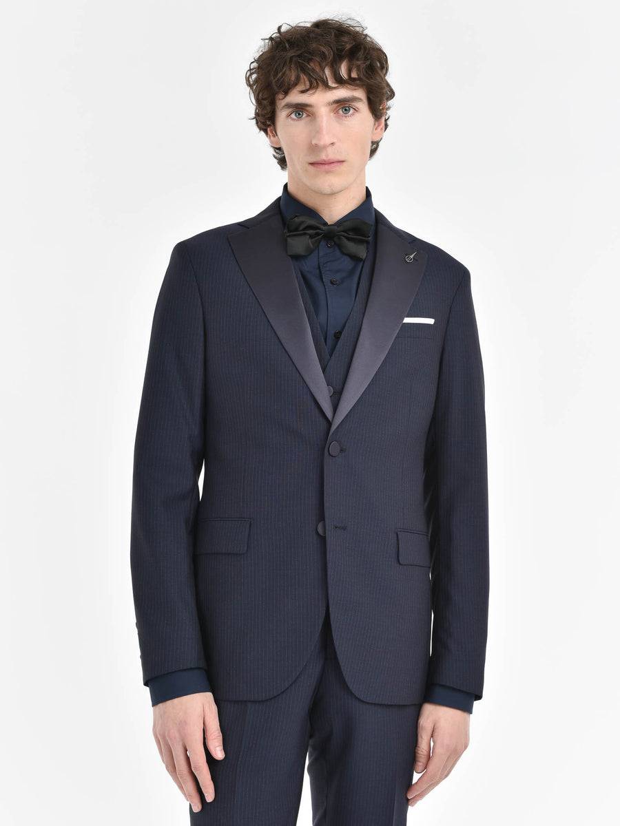 Paoloni Abito con gilet gessato ton sur ton in lana Outlet