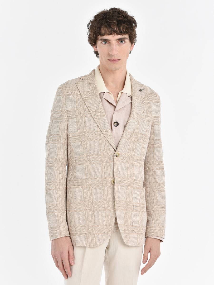 Paoloni Giacca slim jersey moulinè check Italia