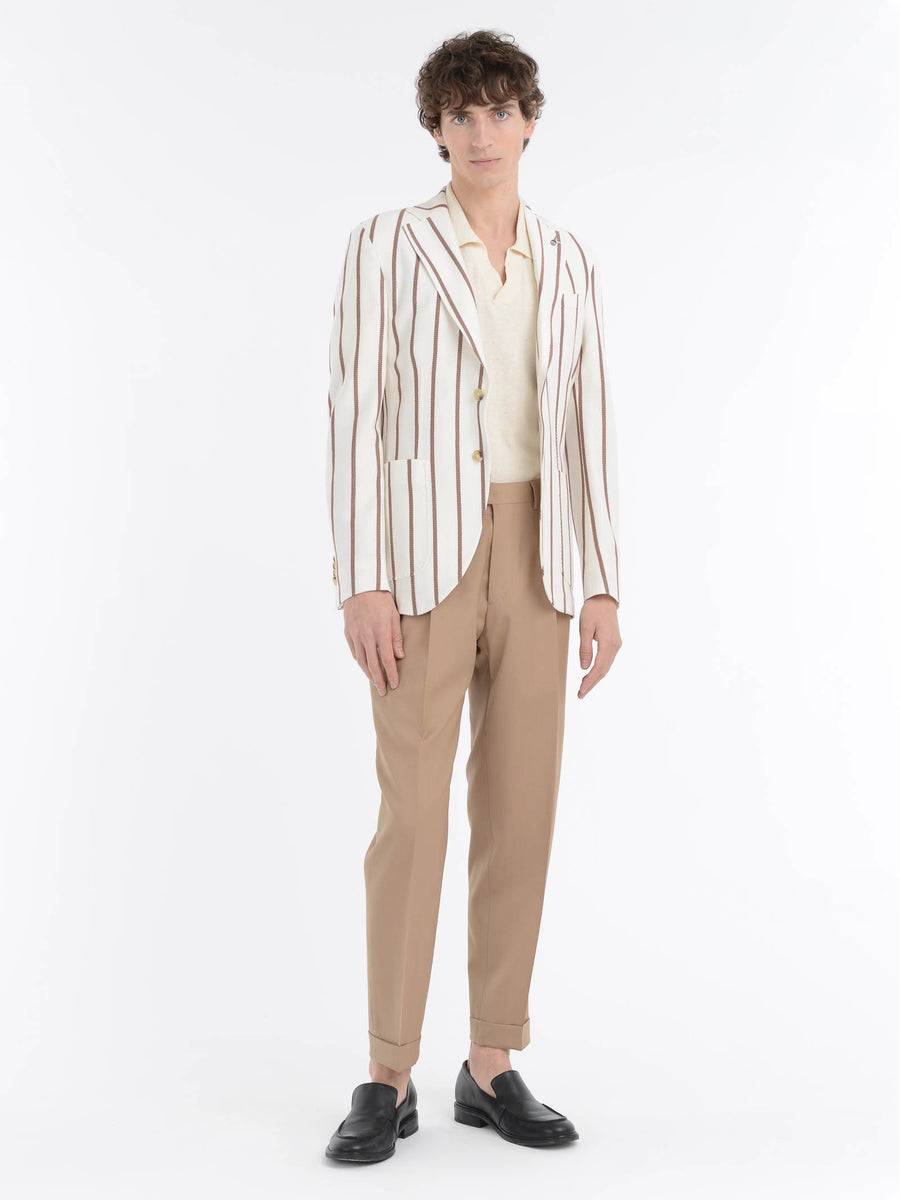 Paoloni Giacca slim jersey armaturato gessato Nuovo