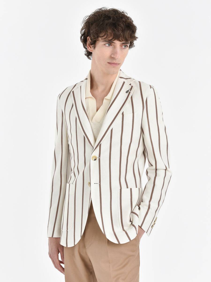 Paoloni Giacca slim jersey armaturato gessato Nuovo