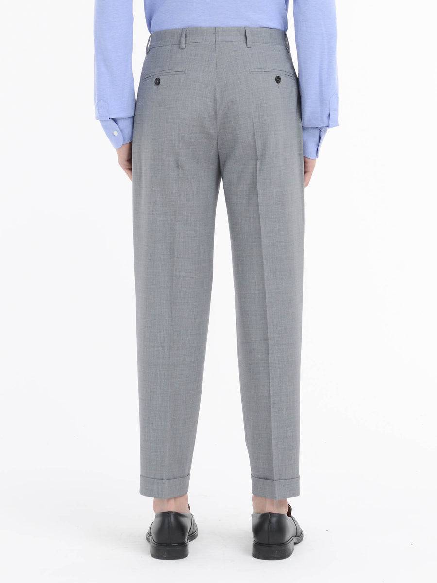 Paoloni Pantalone doppia pinces tela di lana stretch Vendita Economica
