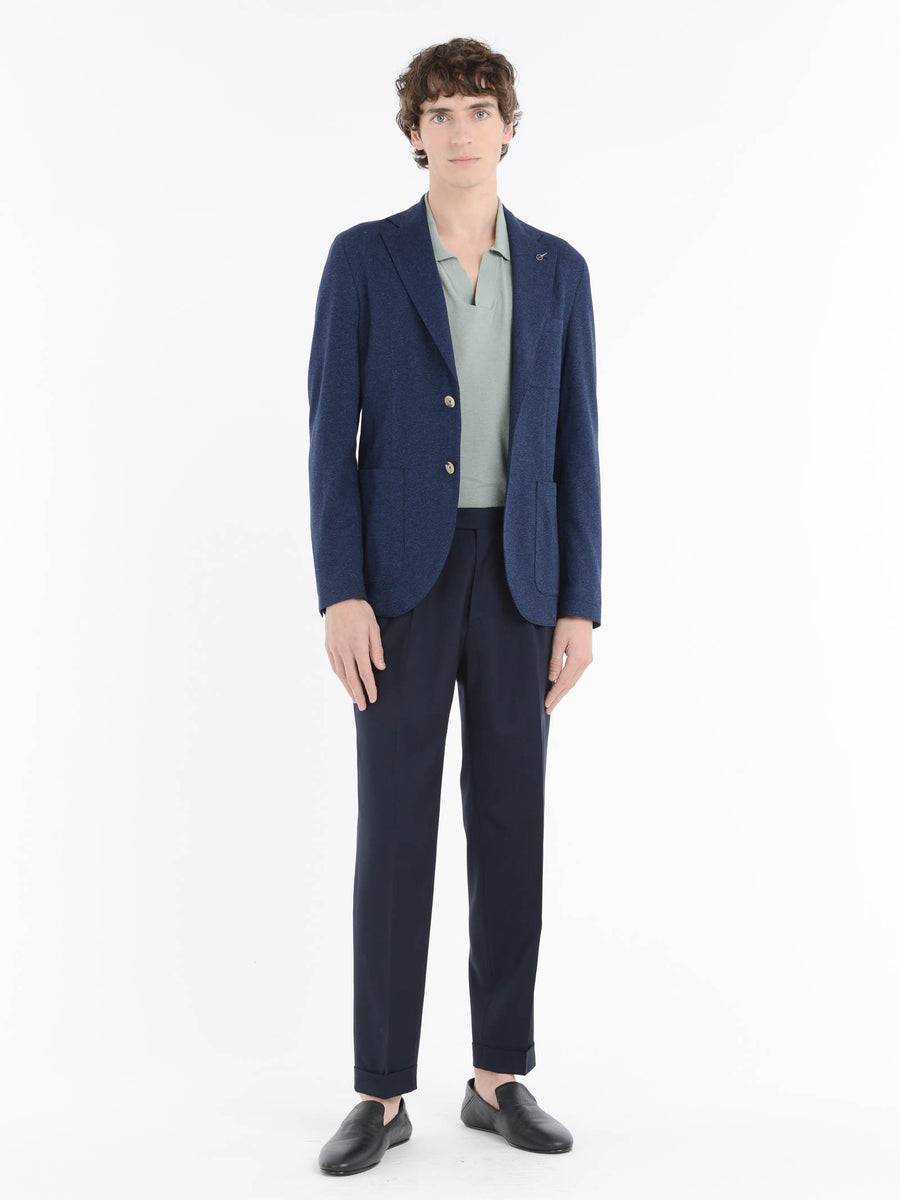Paoloni Pantalone doppia pinces tela di lana stretch Saldi Di Fabbrica