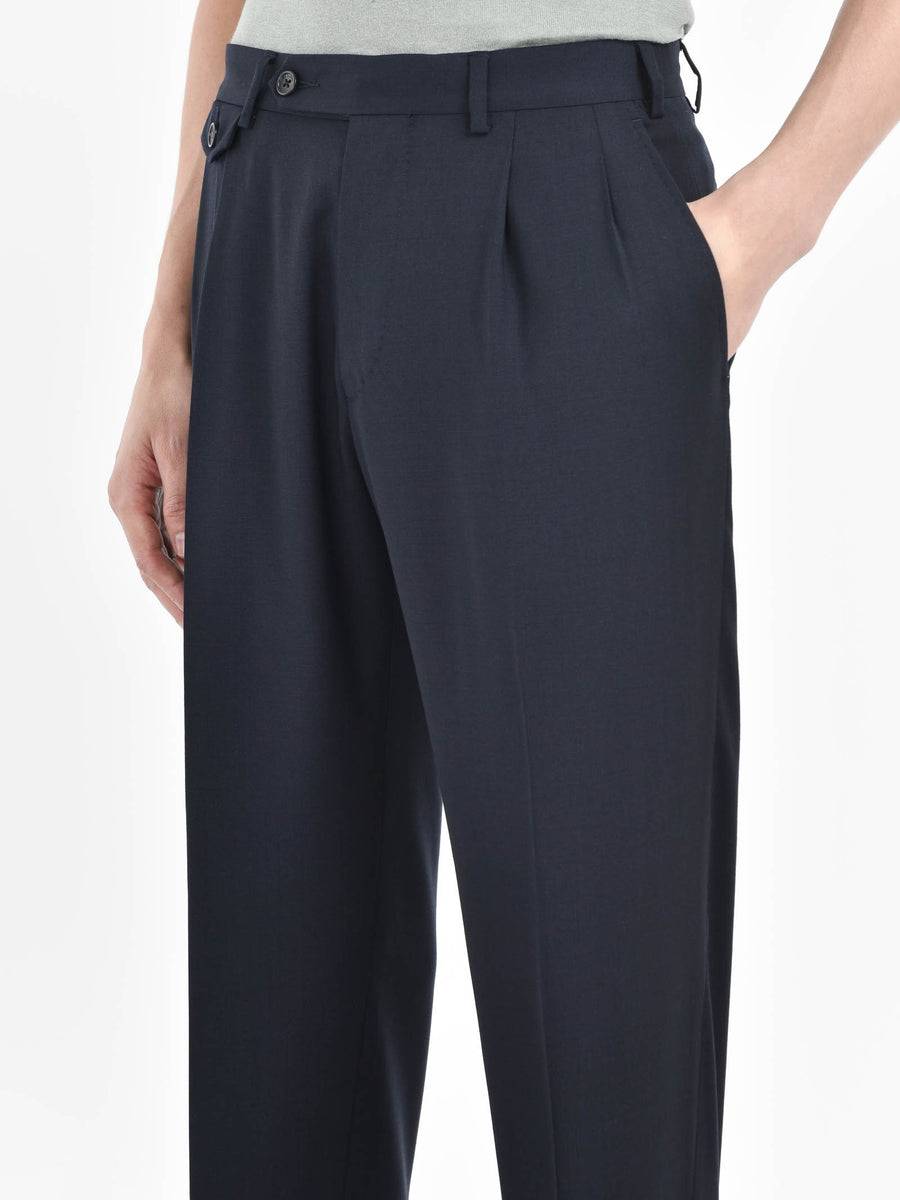 Paoloni Pantalone doppia pinces tela di lana stretch Saldi Di Fabbrica