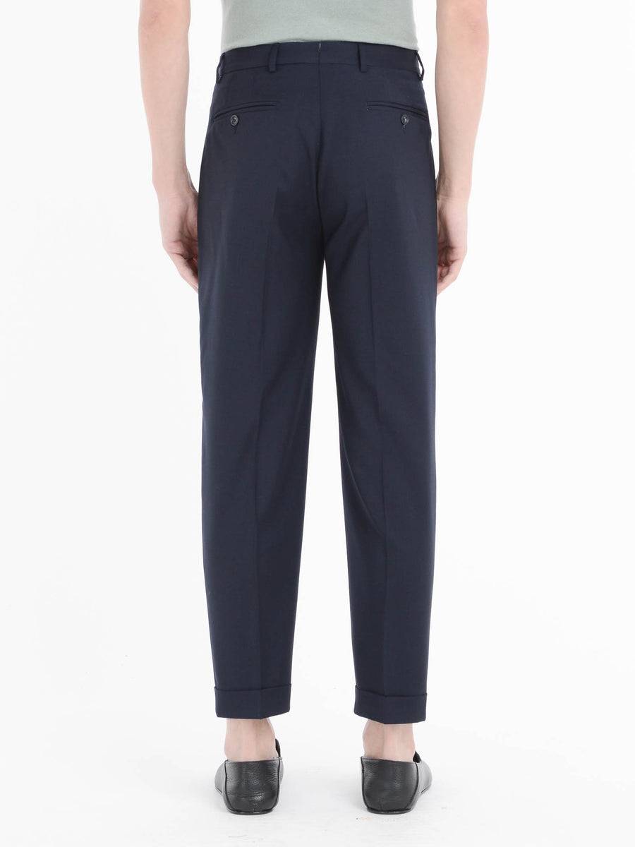 Paoloni Pantalone doppia pinces tela di lana stretch Saldi Di Fabbrica