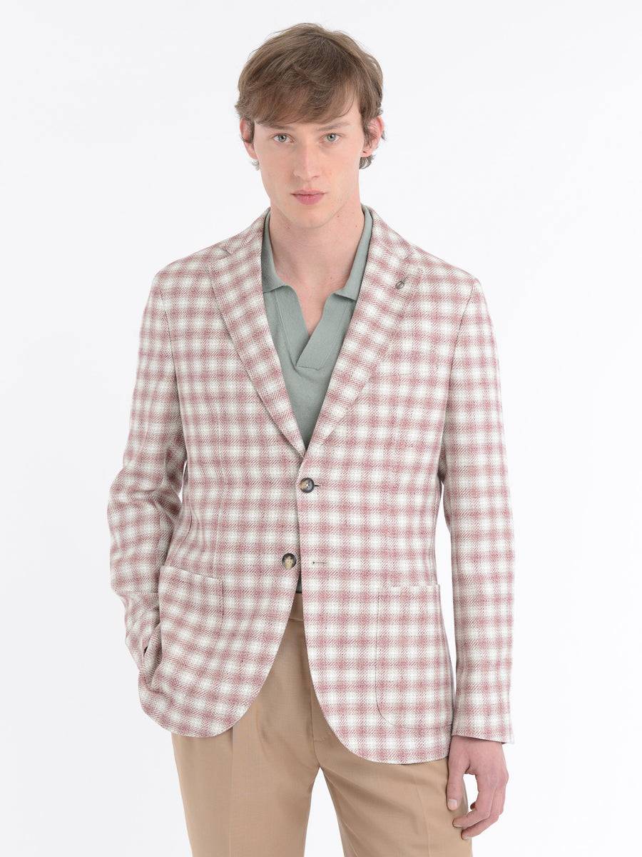 Paoloni Giacca slim check cotone lino delavè Offerta