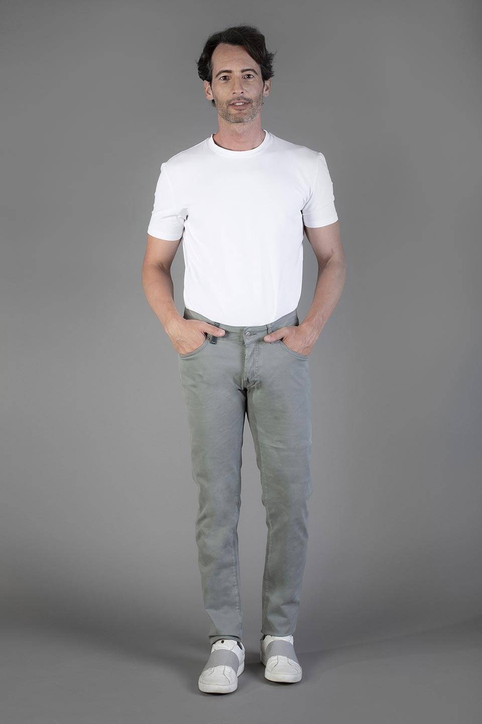 Paul Cortese Gabardine 5 tasche Grey In Saldo