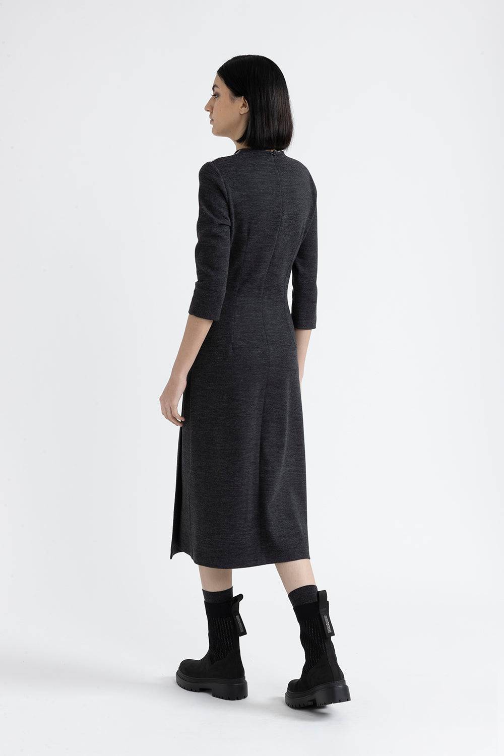 Peserico Abito midi in jersey fluido di lana cotone In Saldo