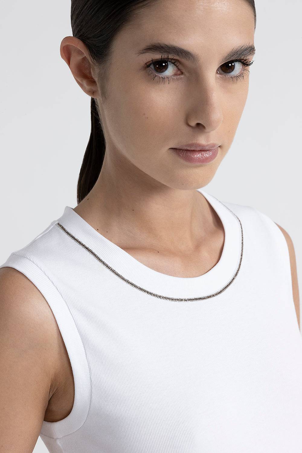Peserico Top in jersey stretch con Punto Luce In Linea