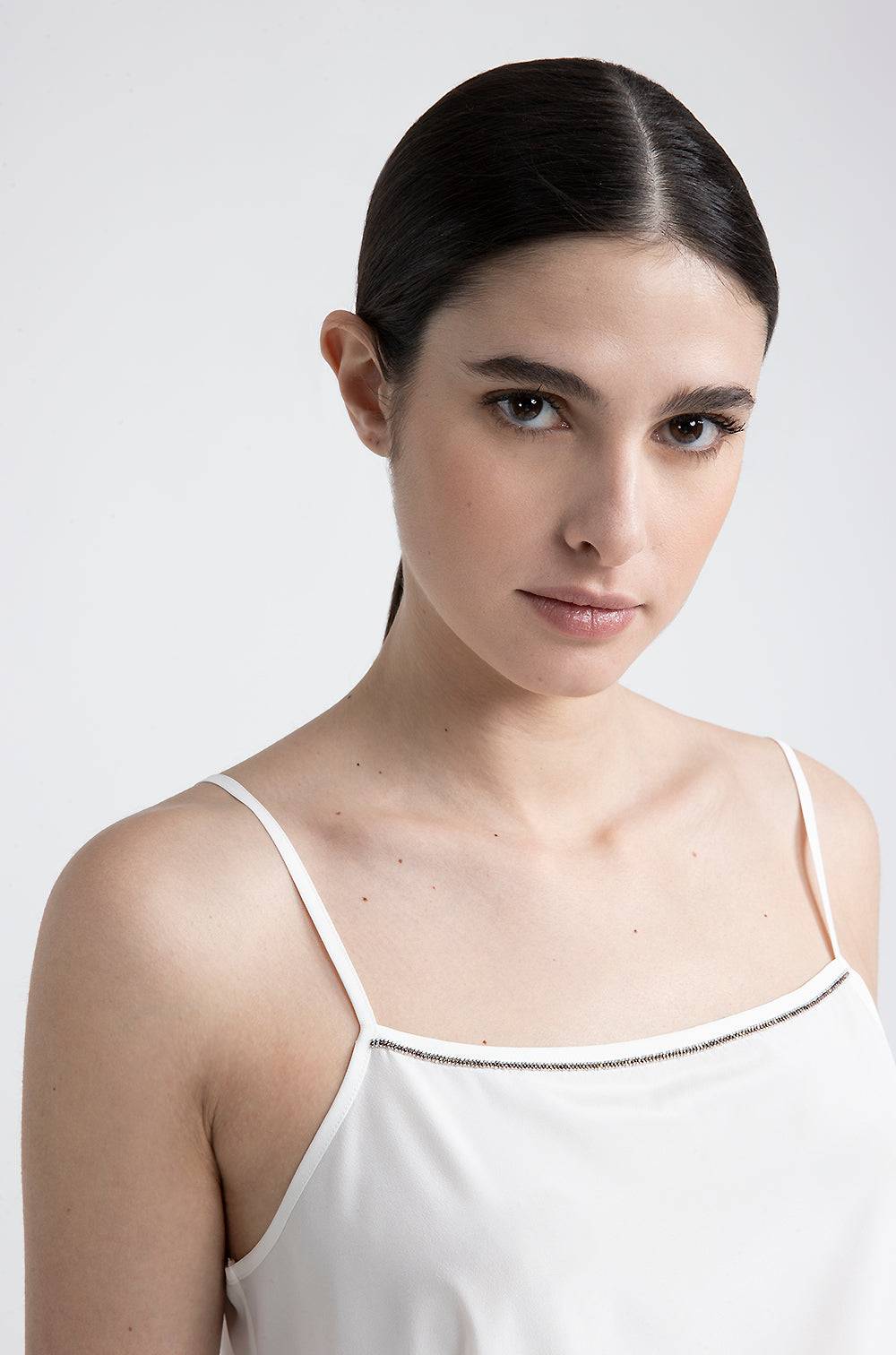Peserico Top con spalline in crepe de chine in seta stretch Qualità Garantita