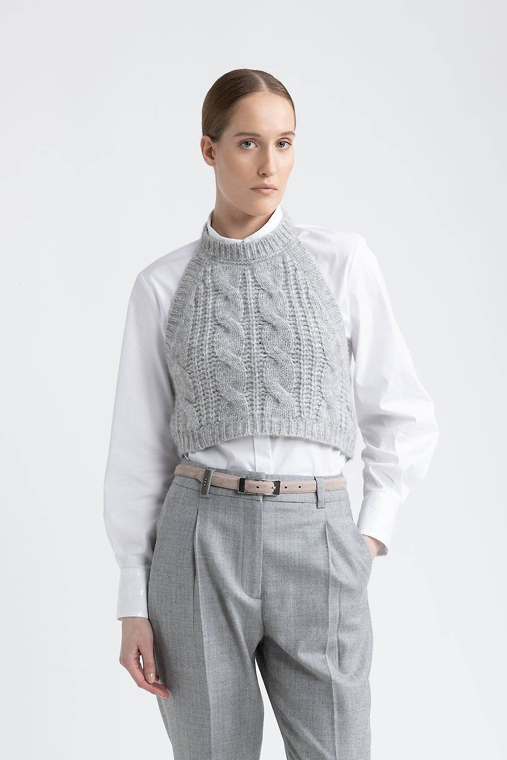 Peserico Top tricot in filato di lana, seta, cashmere e alpaca