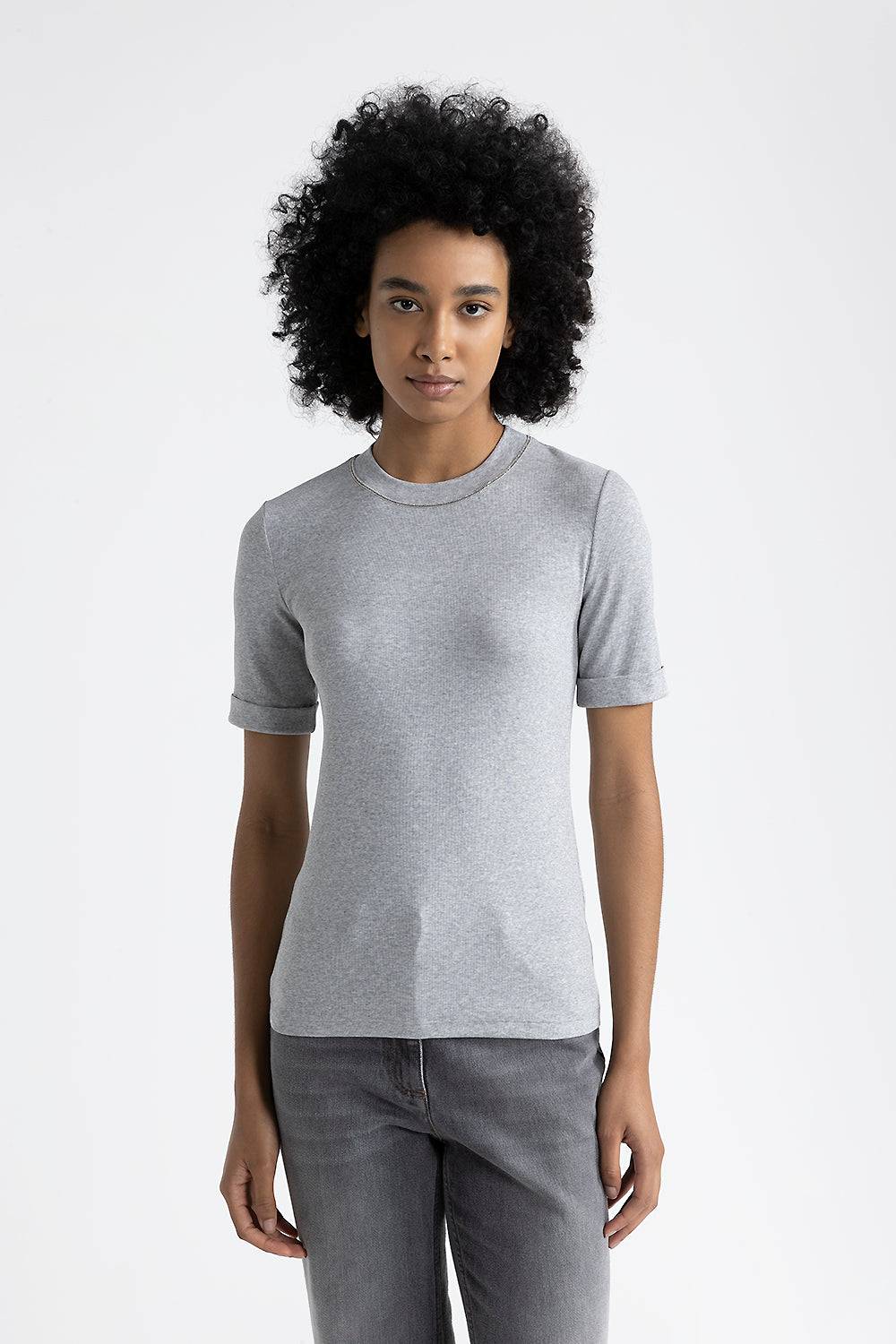 Peserico T-shirt in jersey con Punto Luce