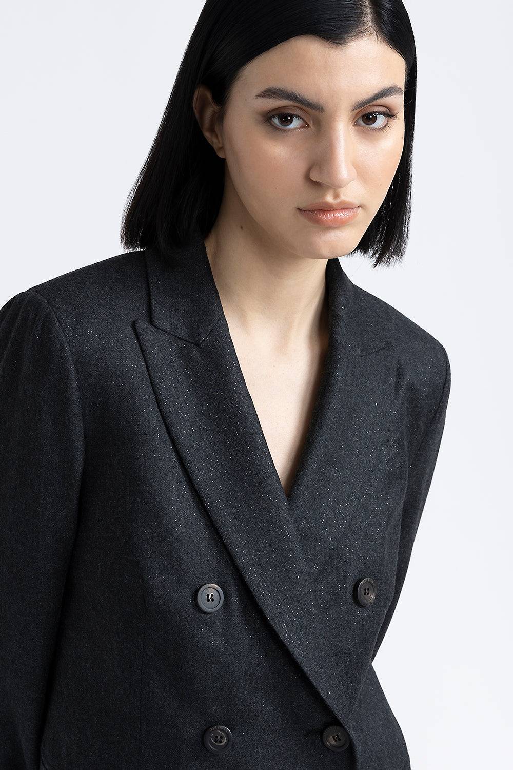 Peserico Blazer doppiopetto in flanella di lana lurex Sottocosto