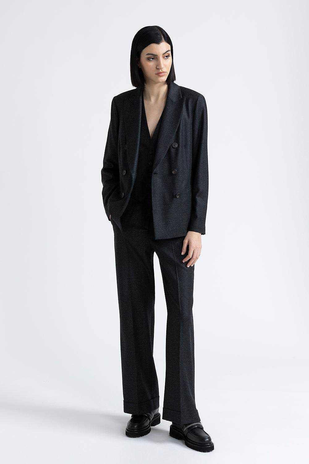 Peserico Blazer doppiopetto in flanella di lana lurex Sottocosto