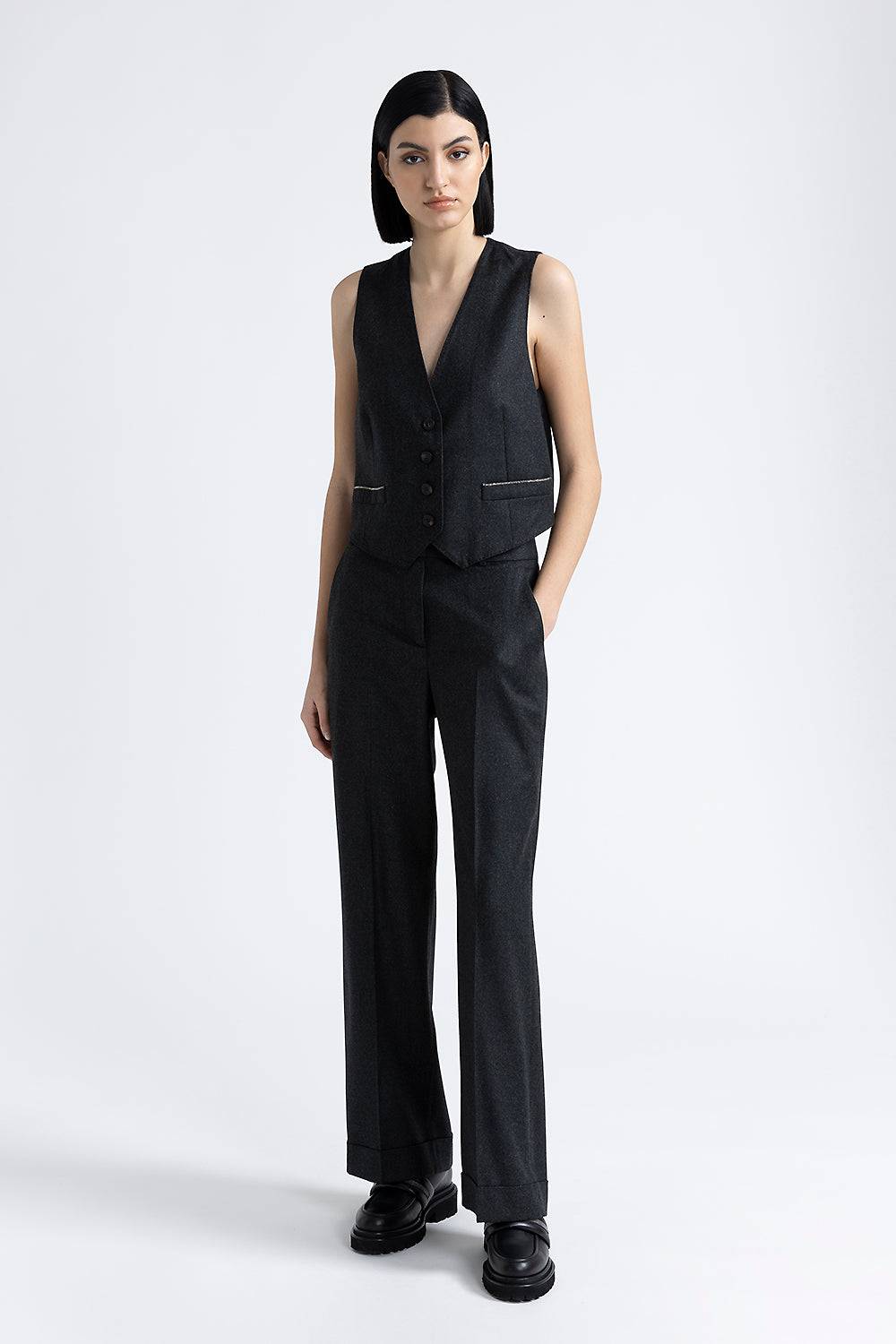 Peserico Gilet di flanella in lana lurex con Punto Luce Convenienza