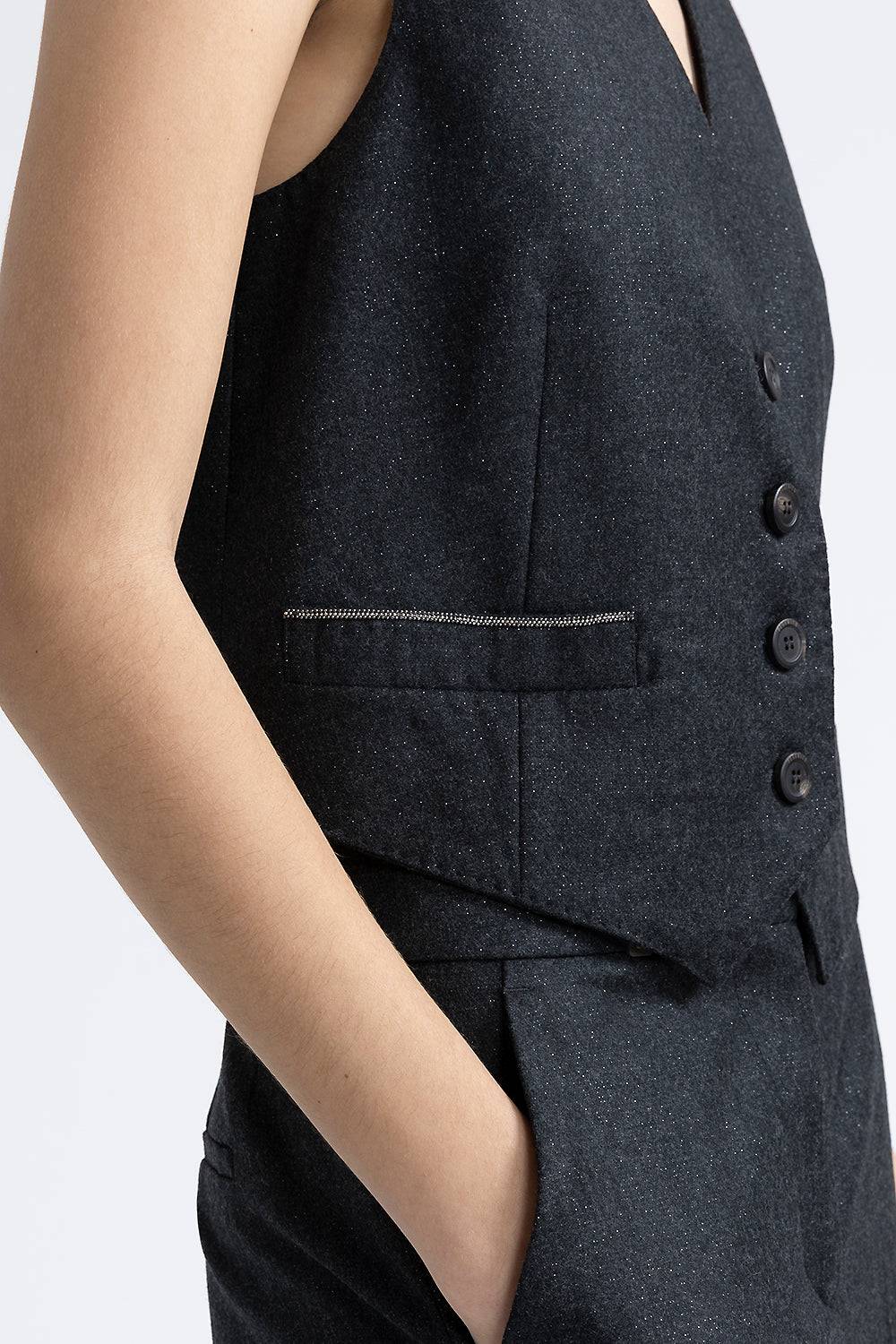 Peserico Gilet di flanella in lana lurex con Punto Luce Convenienza