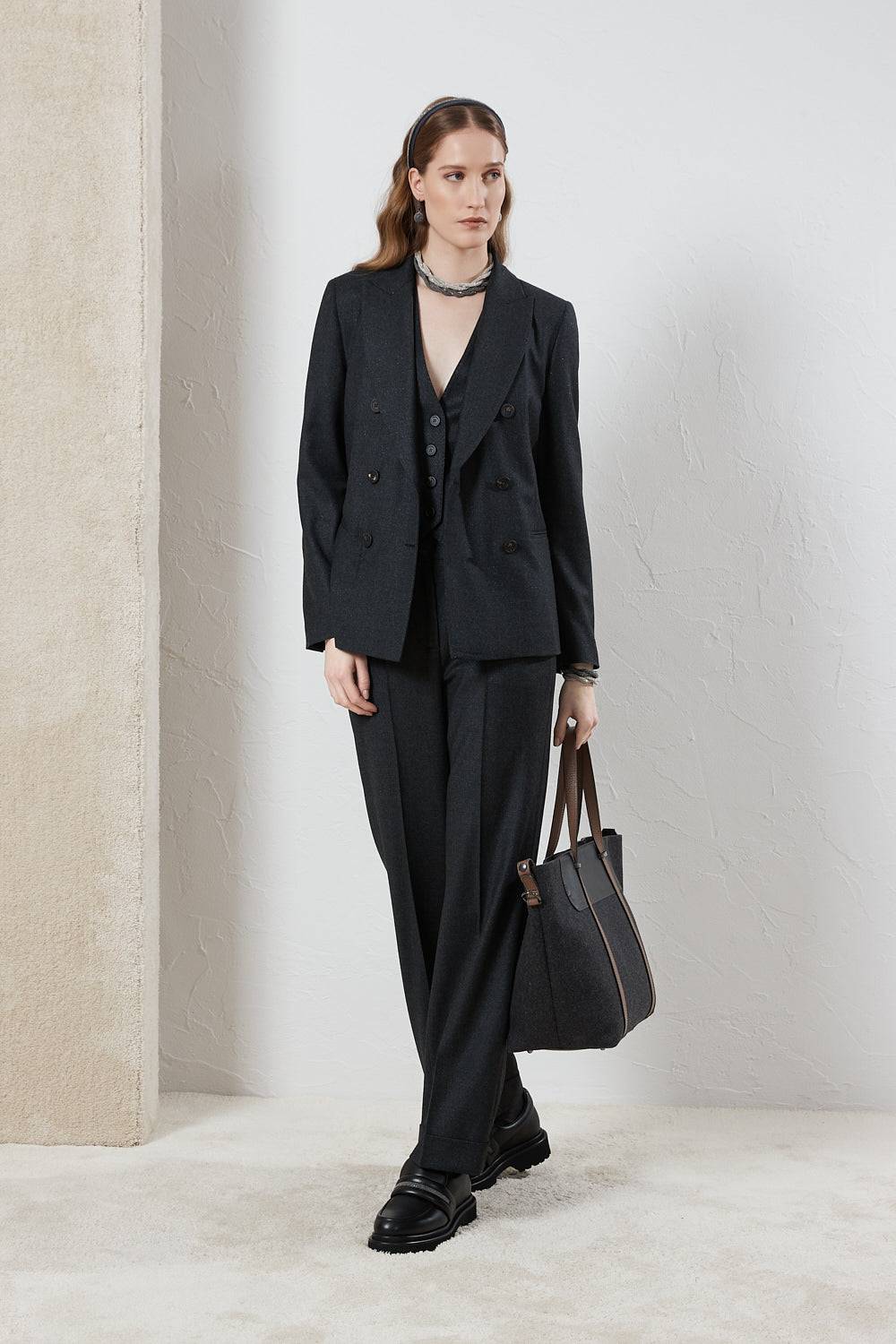 Peserico Gilet di flanella in lana lurex con Punto Luce Convenienza