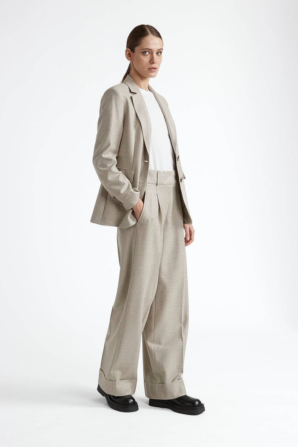 Peserico Blazer monopetto in lana stretch con lurex Presa
