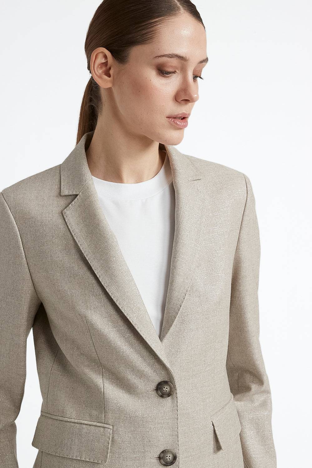 Peserico Blazer monopetto in lana stretch con lurex Presa