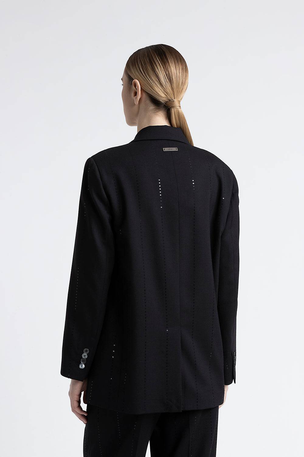 Peserico Blazer doppiopetto in lana tecnica con micropaillettes In Vendita