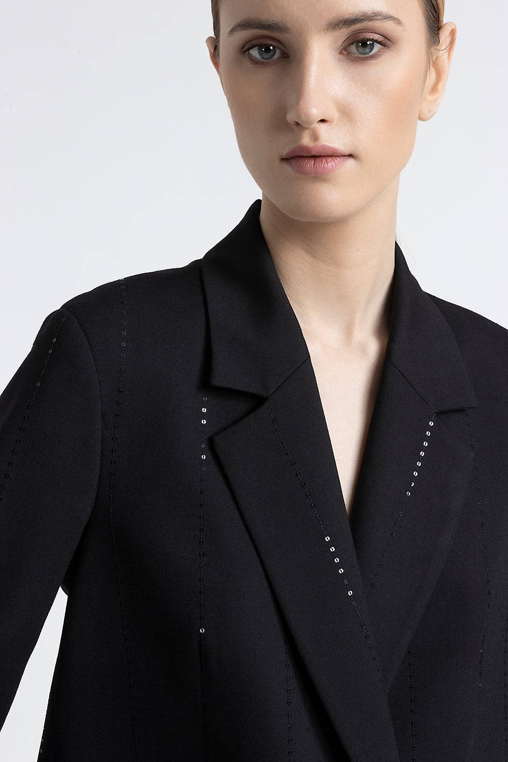 Peserico Blazer doppiopetto in lana tecnica con micropaillettes In Vendita