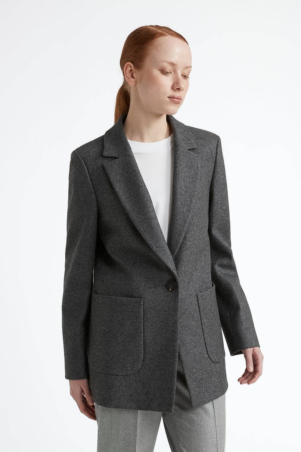 Peserico Blazer monopetto in jersey garzato misto lana