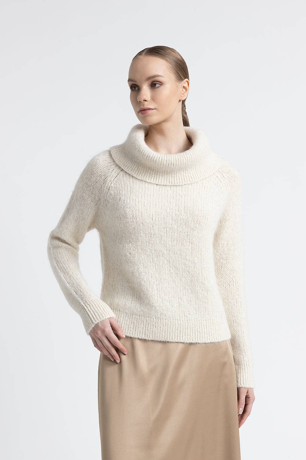 Peserico Maglia con spalle scoperte in lana d'alpaca e merino Nuova