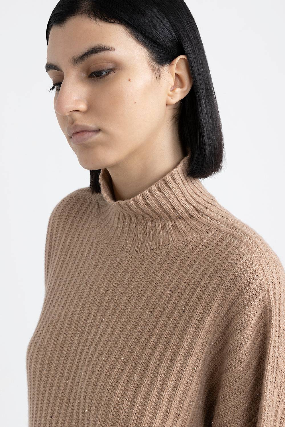 Peserico Maglia con collo a lupetto in lana, seta e cashmere con lurex Italy